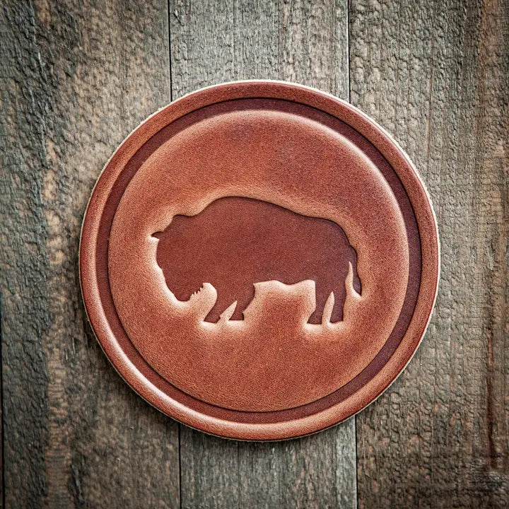 Buffalo Bison Leather Coaster
